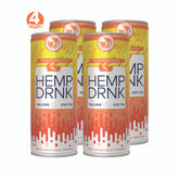 Peach Hibiscus CBD and Delta-9 THC seltzer can, 40mg CBD and 10mg THC, non-alcoholic fizzy drink for relaxation 4 pack