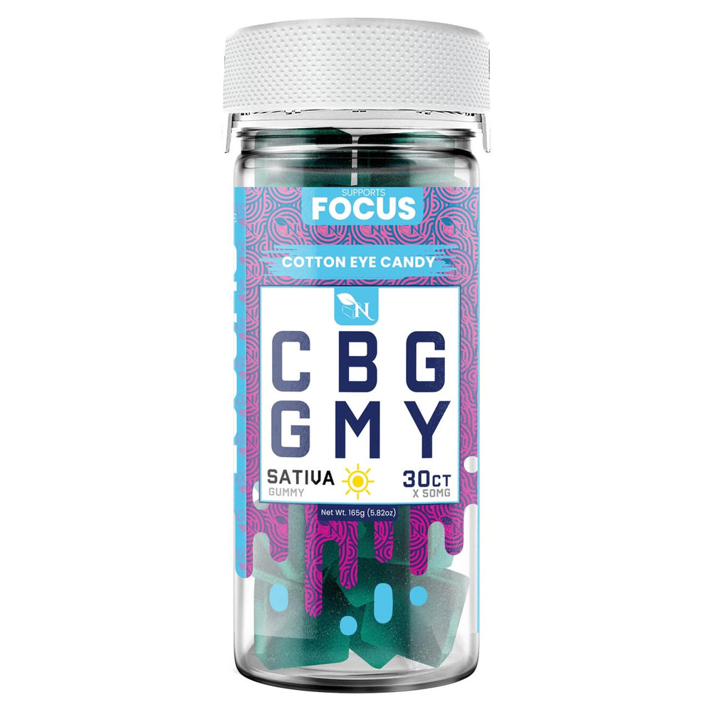 CBG GUMMIES - FOR ENERGY - 30CT Cotton Eye Candy 1500mg (50mg ea.) – SATIVA 3d mock up picture