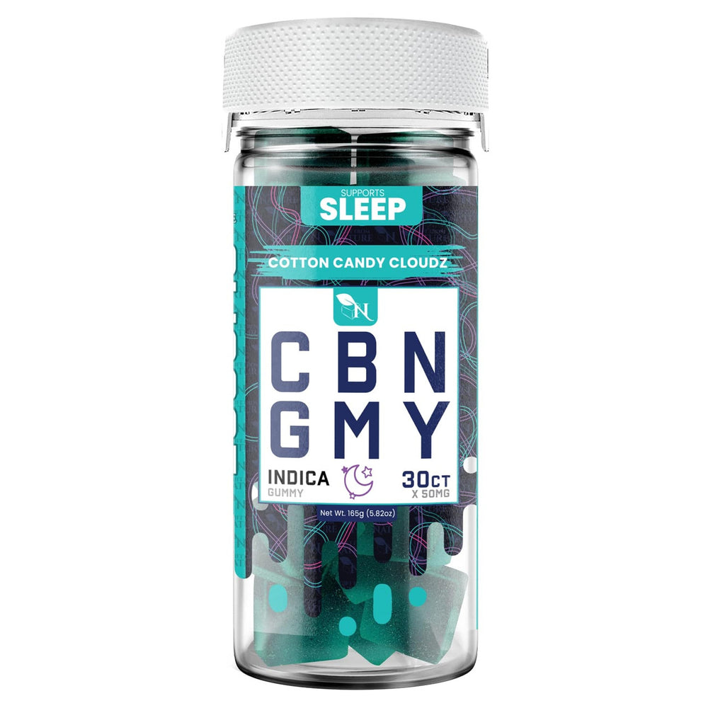 CBN GUMMIES - FOR SLEEP - 30CT Cotton Candy Cloudz 1500mg (50mg ea.) – INDICA 3d mockup picture