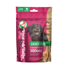 Hemp & Tails CBD Dog Treats - Digestive Chicken Bites in vibrant packaging