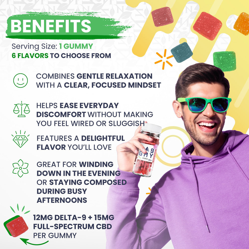 DELTA 9 GUMMIES HYBRID - 30 Count Grape Apple Benefits