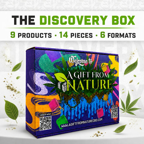 A Gift From Nature Discovery Box with 9 products, 14 pieces and 6 botanical formats