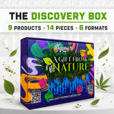 A Gift From Nature Discovery Box with 9 products, 14 pieces and 6 botanical formats