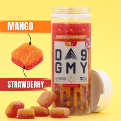 DELTA 9 GUMMIES HYBRID - 30CT Mango Strawberry 810mg (15mg ea.) Real Product Picture