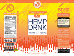 DELTA 9 + CBD BEVERAGE - Peach Hibiscus - 50MG - 4 PACK