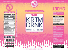 Kratom Strawberry Lemonade beverage / seltzer single label