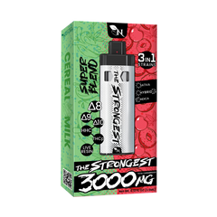 The Strongest 3000 MG" vape in Cereal Apple Jax flavor by A Gift From Nature. Features Δ8, Δ9, Δ10, HHC, THCp, live resin, and 3 strain types