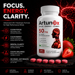 Artunox 3-in-1 Focus, Energy & Clarity Tablets - 6 Count