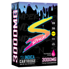 THE STRONGEST Superblend Cartridge by A Gift From Nature, featuring a blend of Delta 8, Delta 9, Live Resin, HHC, and THC-p, with 3000MG cannabinoids in Raspberry Bomb flavor