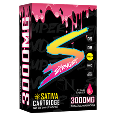 THE STRONGEST Superblend Cartridge by A Gift From Nature, featuring a blend of Delta 8, Delta 9, Live Resin, HHC, and THC-p, with 3000MG cannabinoids in Straw Palmer flavor