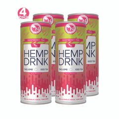 Raspberry Tea CBD and Delta-9 THC seltzer can, 40mg CBD and 10mg THC, bold and refreshing tea-flavored beverage 4 pack