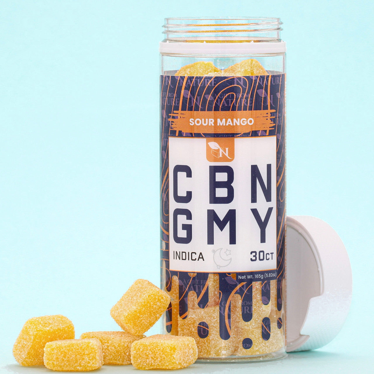CBN GUMMIES - FOR SLEEP - 30CT Sour Mango 1500mg (50mg ea.) – INDICA Real Product Picture