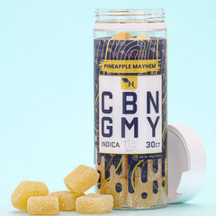 CBN GUMMIES - FOR SLEEP - 30CT Pineapple Mayhem 1500mg – INDICA Real Product Picture