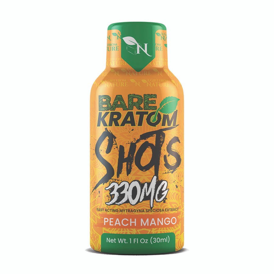 BARE 330 mg kratom shot bottle with 10 mL serving information visible