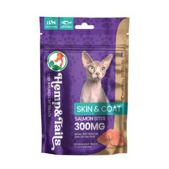 Hemp & Tails CBD Cat Treats - Skin & Coat Salmon Bites in vibrant packaging