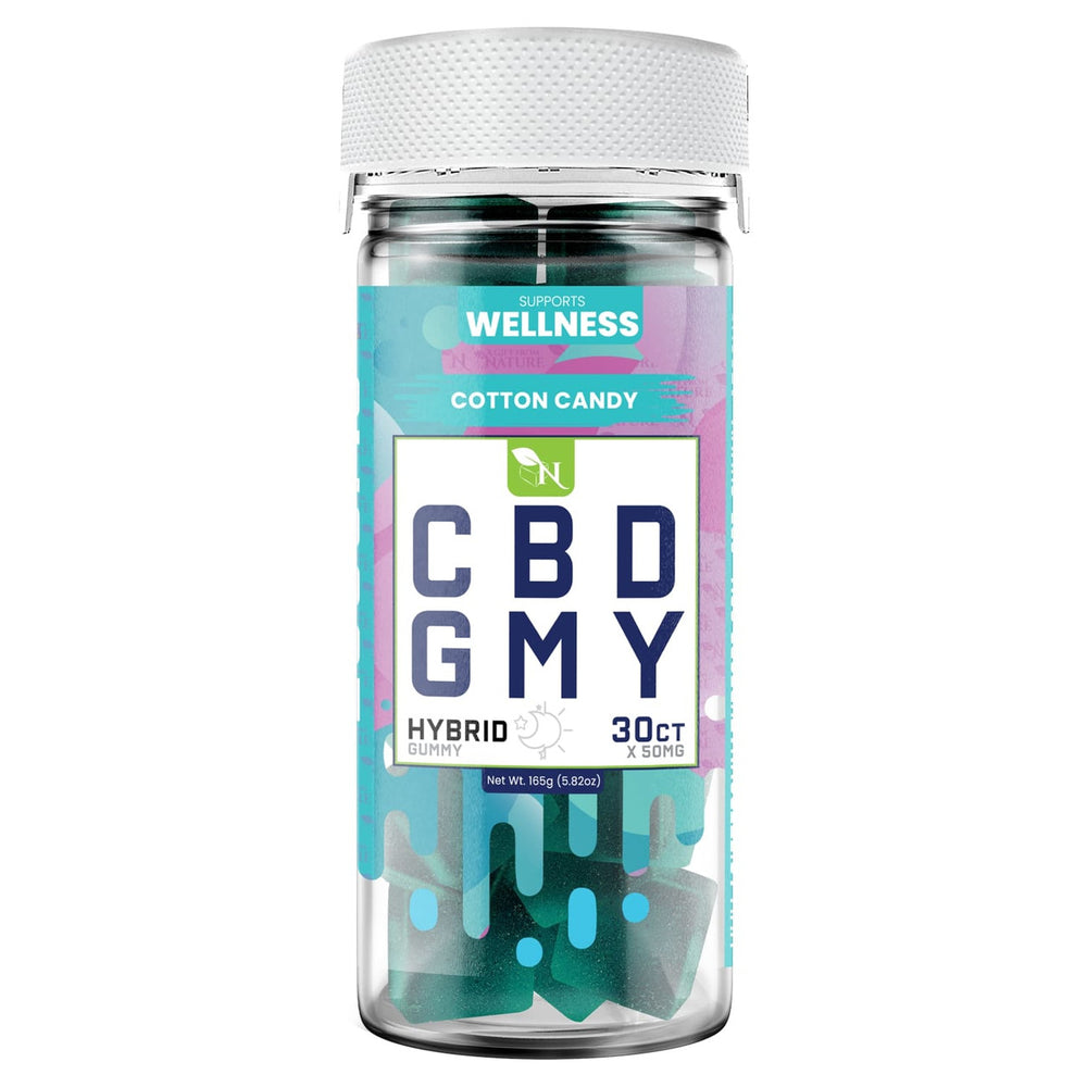 CBD GUMMIES - FOR BALANCE - 30CT Cotton Candy 1500mg  – HYBRID real product picture 3d mockup