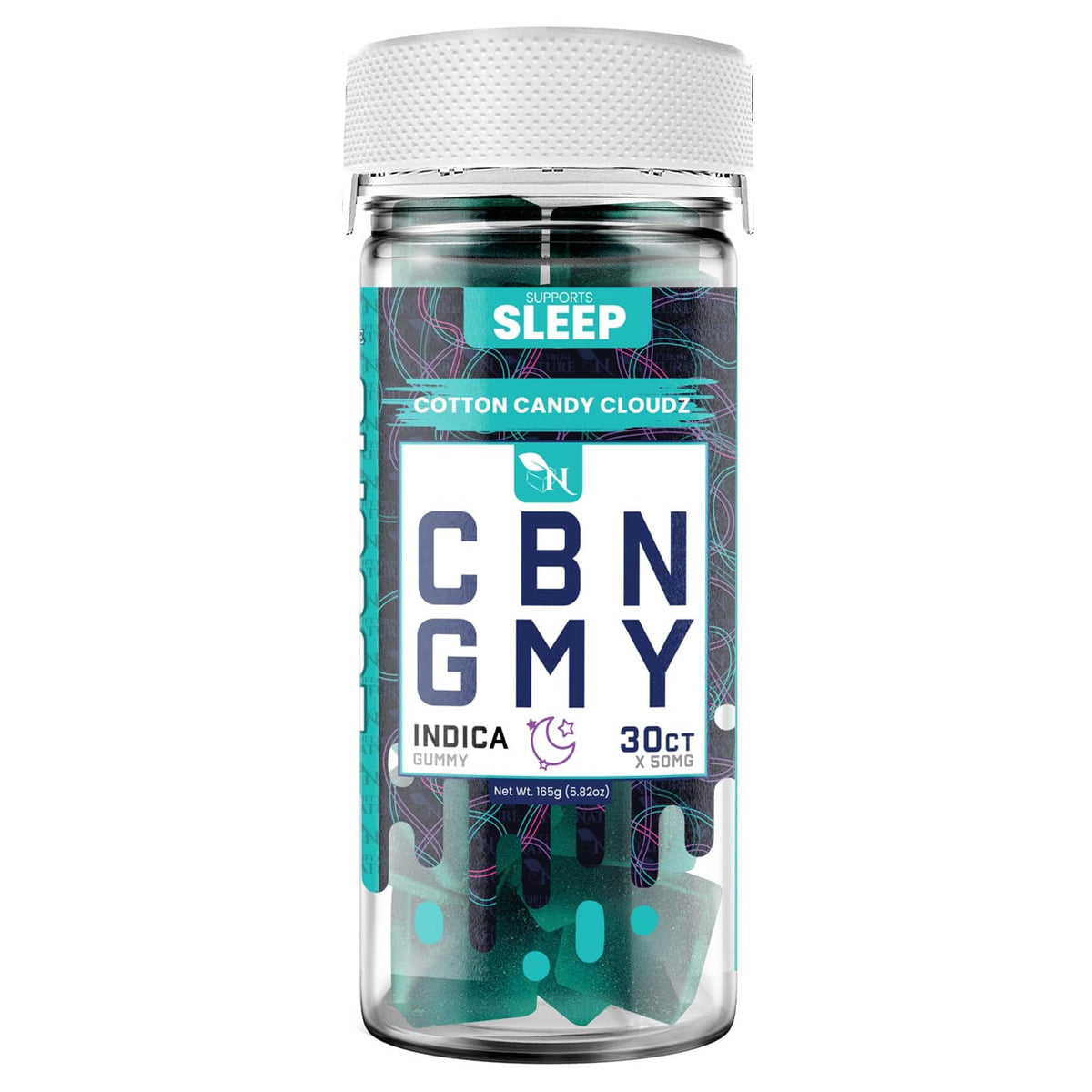 CBN GUMMIES - FOR SLEEP - 30CT Cotton Candy Cloudz 1500mg (50mg ea.) – INDICA 3d mockup picture