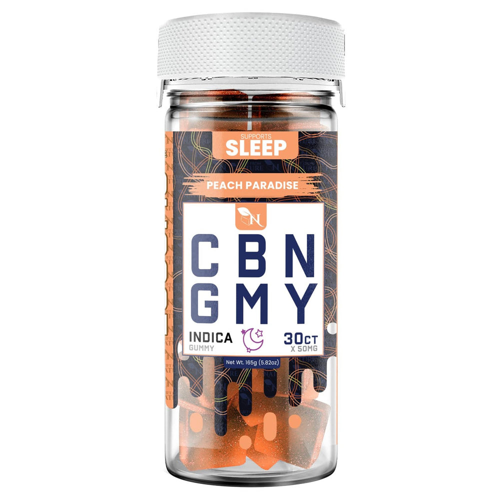 CBN GUMMIES - FOR SLEEP - 30CT Peach Paradise 1500mg (50mg ea.) – INDICA 3d mokcup of a real product