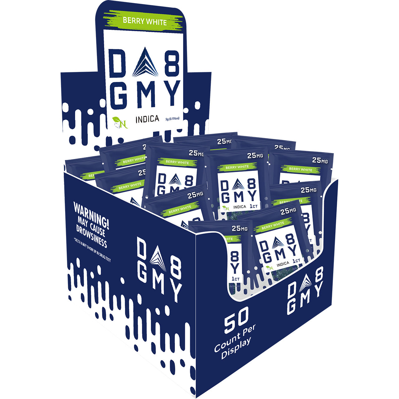 DELTA 8 GUMMIES Single Package - 50CT Berry White 25mg - INDICA