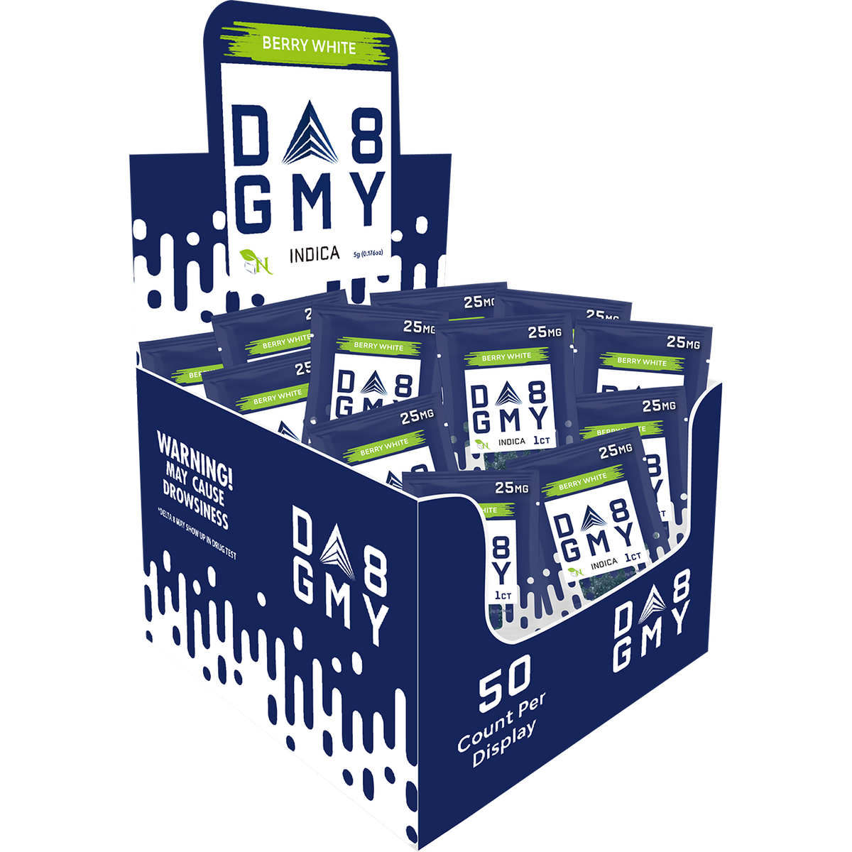 DELTA 8 GUMMIES Single Package - 50CT Berry White 25mg - INDICA