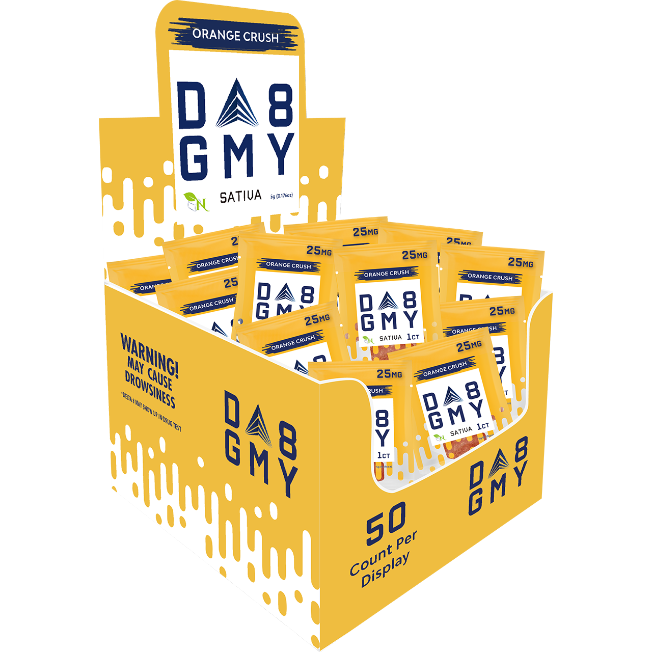 DELTA 8 GUMMIES Single Package - 50CT Orange Crush 25mg - SATIVA