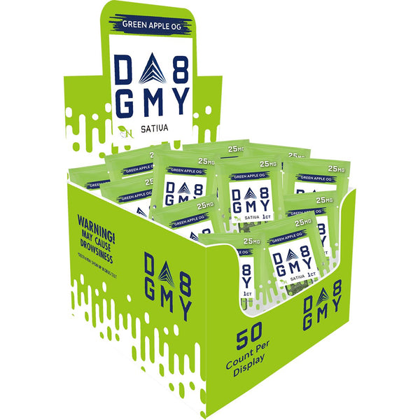 DELTA 8 GUMMIES Single Package - 50CT Green Apple OG 25mg - SATIVA