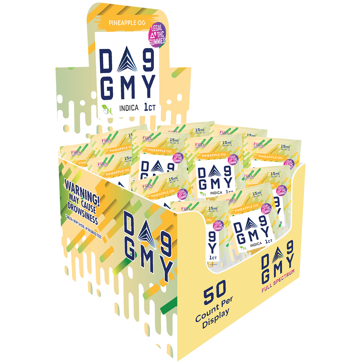 DELTA 9 GUMMIES Single Package 50 Count Pineapple OG INDICA