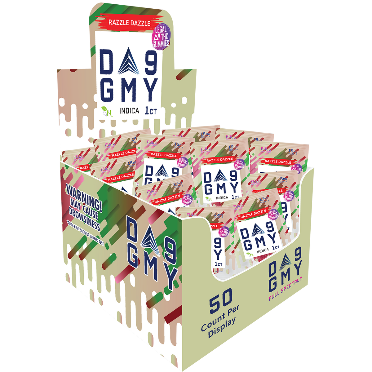 DELTA 9 GUMMIES Single Package 50 Count Razzle Dazzle INDICA