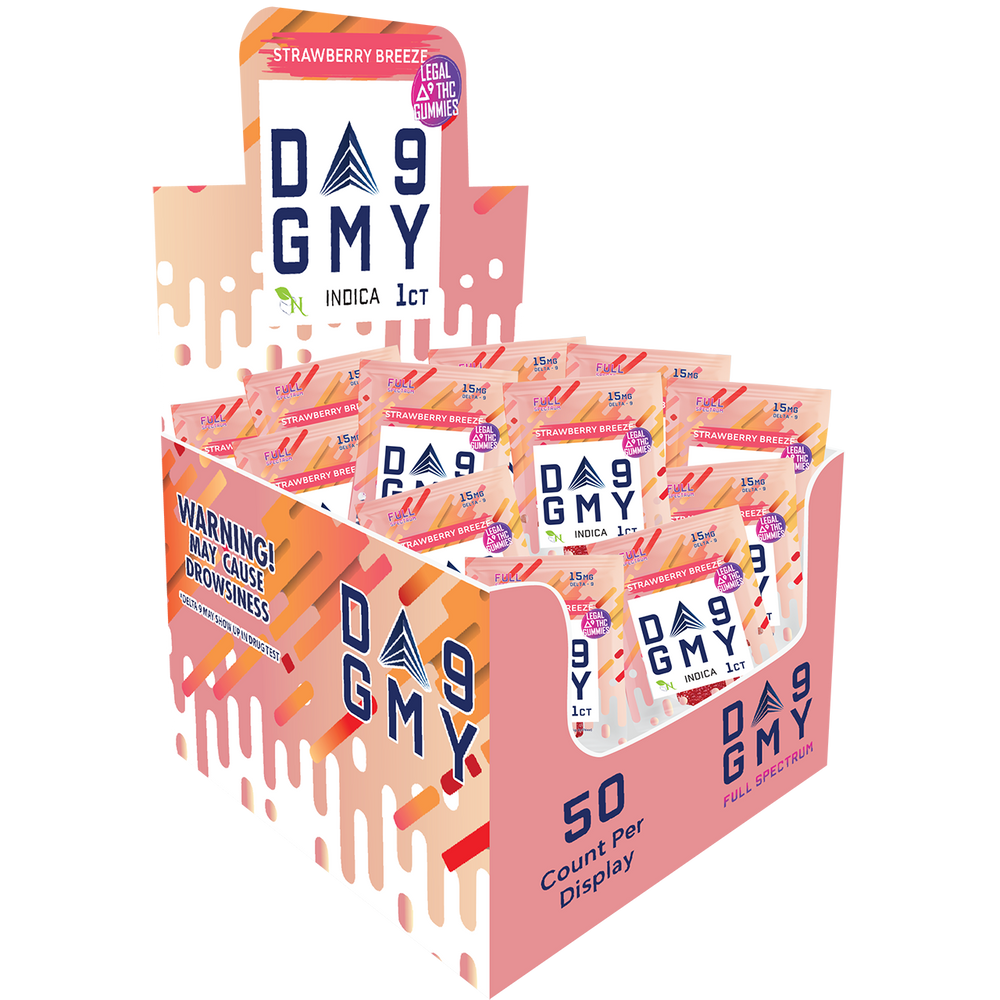 DELTA 9 GUMMIES Single Package 50 Count Strawberry Breeze INDICA Benefits