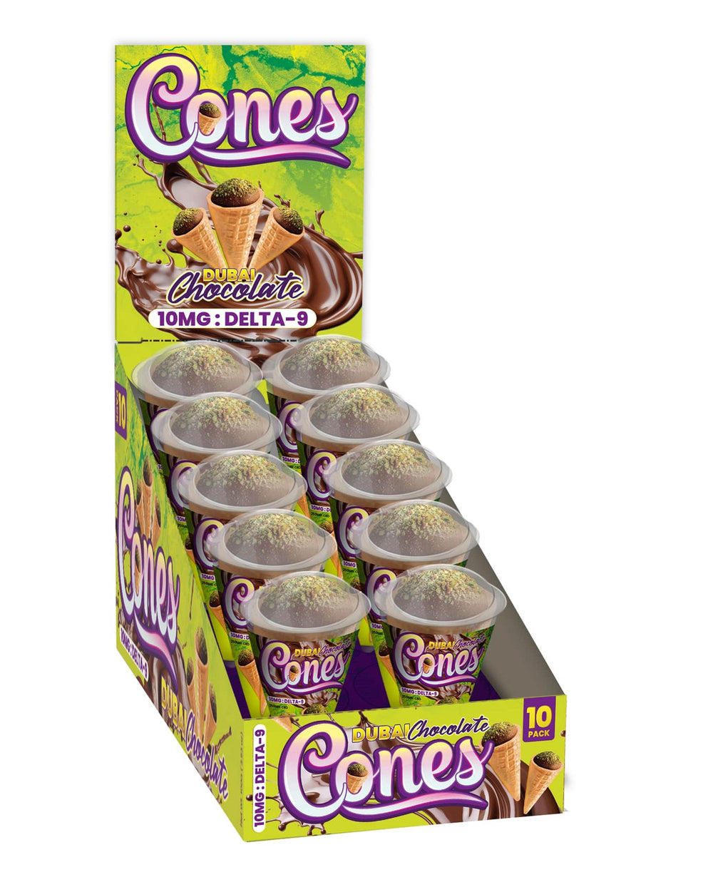Delta 9 Cone with Dubai Chocolate Infused 3d mokcup 10pcs