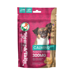 Hemp & Tails CBD Dog Treats - Calming Peanut Butter Bites in vibrant packaging