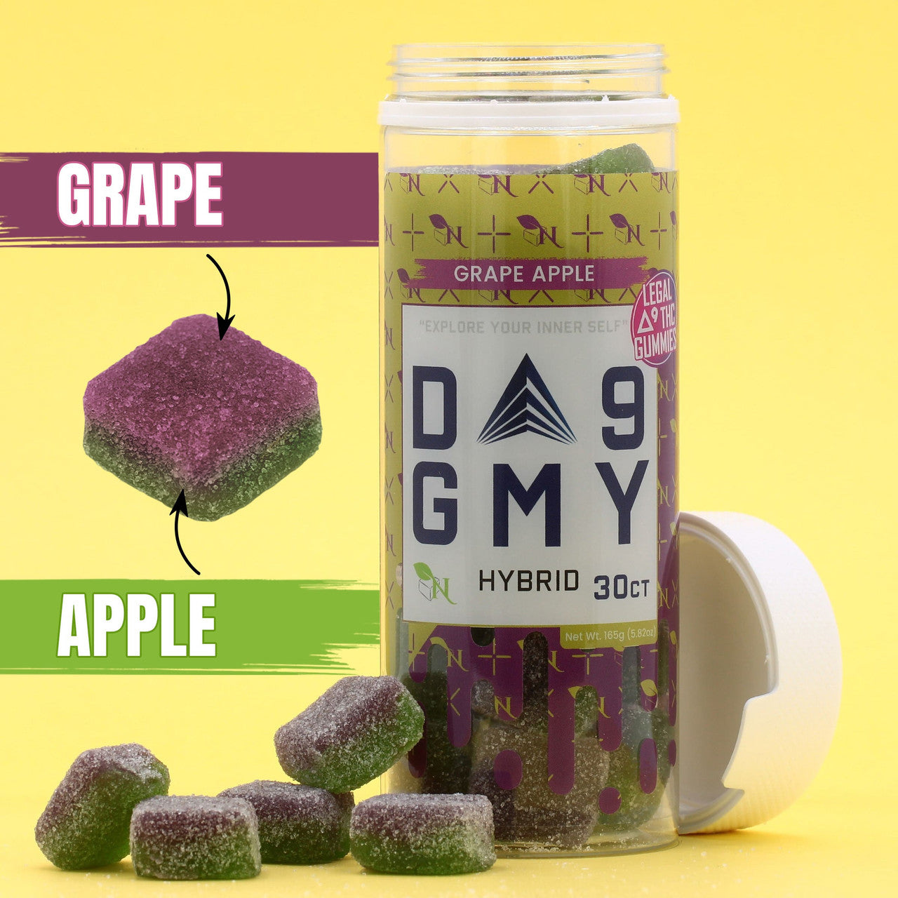 DELTA 9 GUMMIES HYBRID - 30CT Grape Apple 810mg (15mg ea.) Real Product Picture