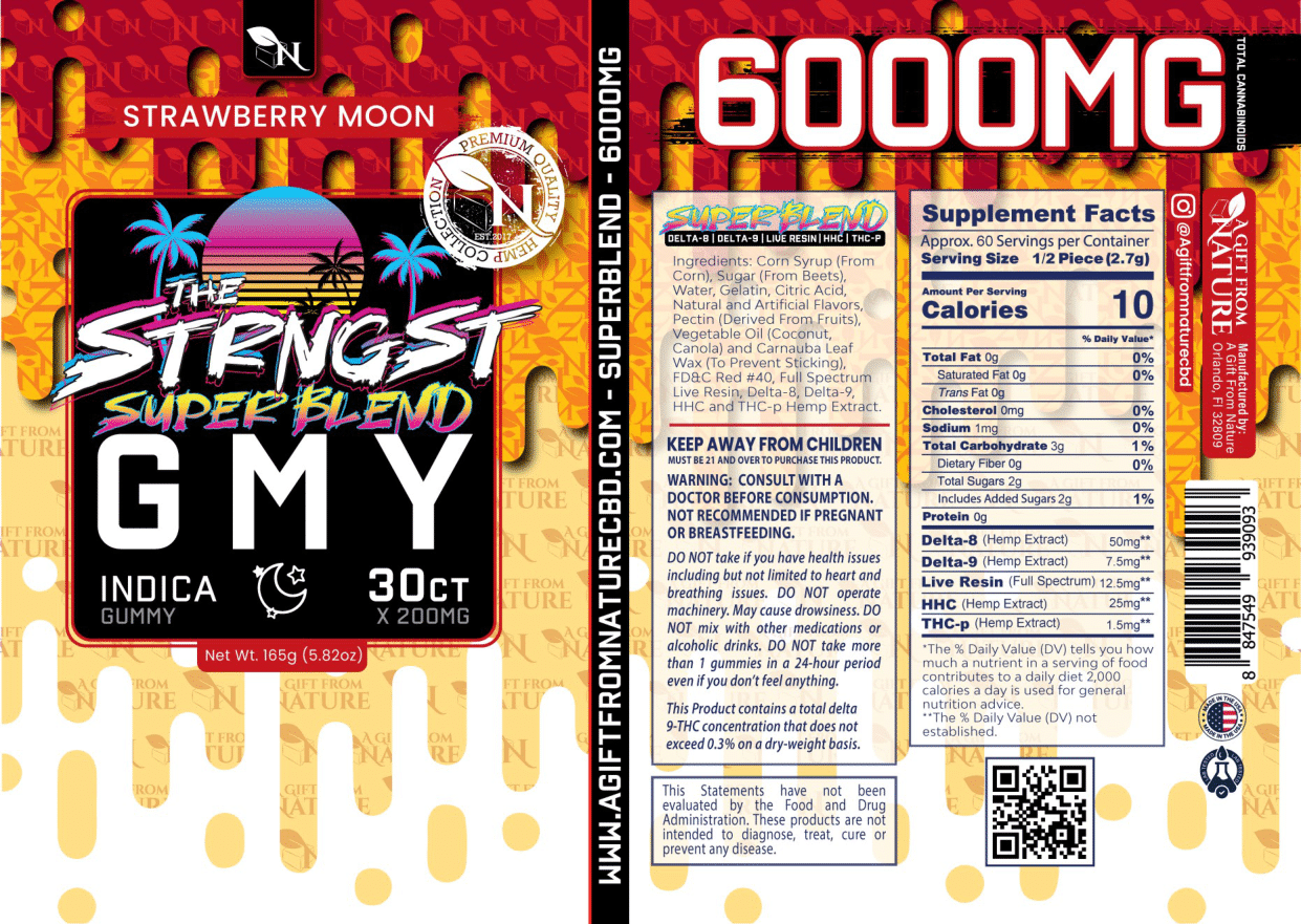 THE STRONGEST GUMMIES Single Package - 50CT - STRAWBERRY MOON - INDICA