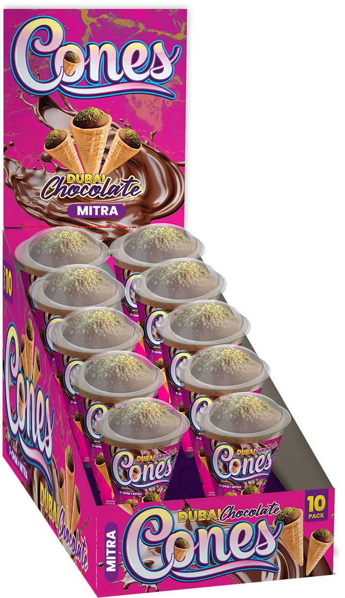 Kratom Cones with Dubai Chocolate Infused 3d mokcup 10pcs