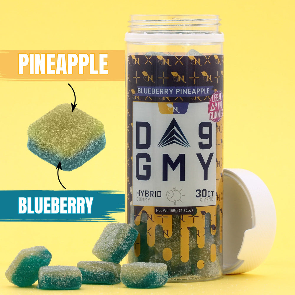DELTA 9 GUMMIES HYBRID - 30CT Blueberry Pineapple 810mg (15mg ea.) Real Product Picture