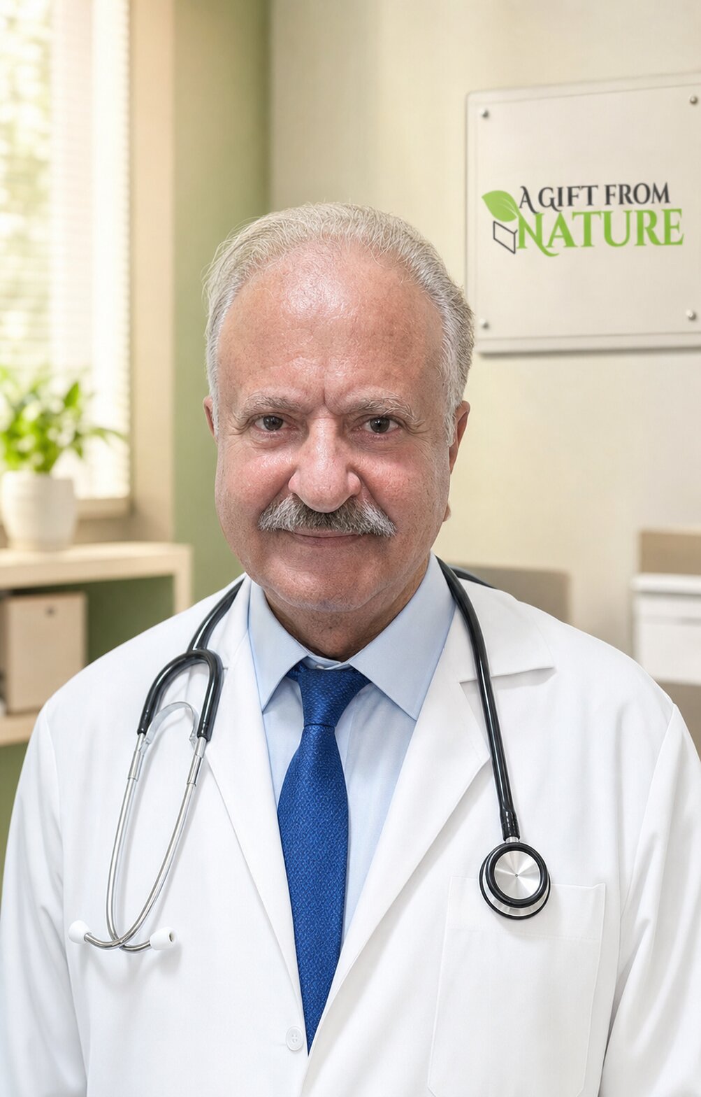 Portrait of Dr. Raj Lou beside his statement about balanced wellness and his advisory role at A Gift From Nature