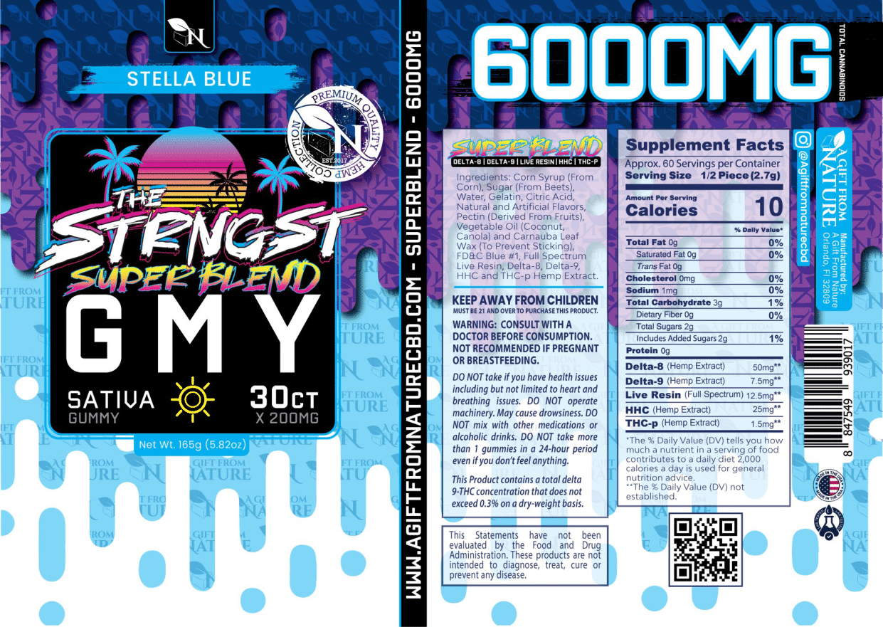 THE STRONGEST GUMMIES Single Package - 50CT - STELLA BLUE - SATIVA