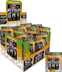 THE STRONGEST GUMMIES Single Package - 50CT - PINEAPPLE SPRITZ - INDICA, featuring 50 indica hemp gummies with 200mg of cannabinoids each, infused with a tropical pineapple flavor.