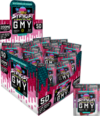 THE STRONGEST GUMMIES Single Package - 50CT - WATERMELON WAWA - INDICA, featuring 50 indica hemp gummies with 200mg of cannabinoids each, infused with a refreshing watermelon flavor