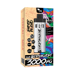 The Strongest 3000 MG" vape in Cereal Toasted Cinnamon flavor by A Gift From Nature. Features Δ8, Δ9, Δ10, HHC, THCp, live resin, and 3 strain types
