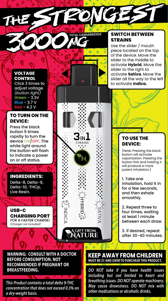 Lemonade/Strongberry 3-in-1 CBD Vape - 3000mg| The Strongest A Gift From Nature CBD Lemonade/Strongberry 3-in-1 CBD Vape - 3000mg| The Strongest A Gift From Nature CBD