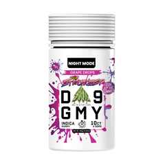 Grape Drops Delta 9 Sour Gummies jar, 10 count, 30 mg Delta-9 THC + 20 mg CBN per gummy, Indica Night Mode – A Gift From Nature