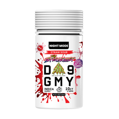Straw Sour Delta 9 Sour Gummies jar, 10 count, 30 mg Delta-9 THC + 20 mg CBN per gummy, Indica Night Mode – A Gift From Nature